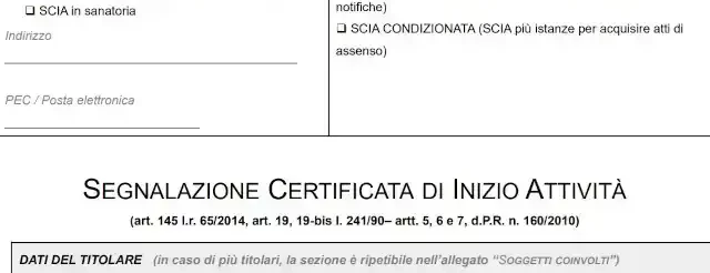 segnalazione certificata inizio attività toscana